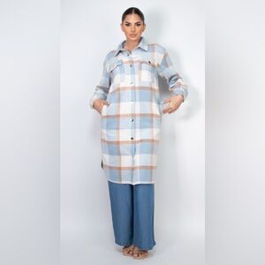 Plaid buttoned shacket coat women’s